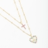 GR-00637 COLAR DUPLO CORAÇÃO E CRUZ COM ZIRCÔNIAS 