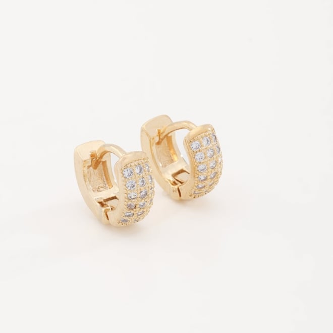 AC-0037 BRINCO ARGOLA CLICK BANHADO A OURO 18K COM ZIRCÔNIAS