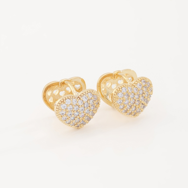 AC-0120 ARGOLA DE CLICK  CORAÇÃO TRABALHADA EM ZIRCONIA 
