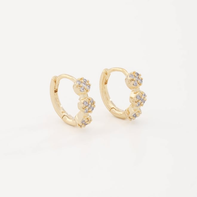 AC-0254 BRINCO BANHADO A OURO 18K EM FORMATO DE ARGOLA COM MINI FLORZINHAS