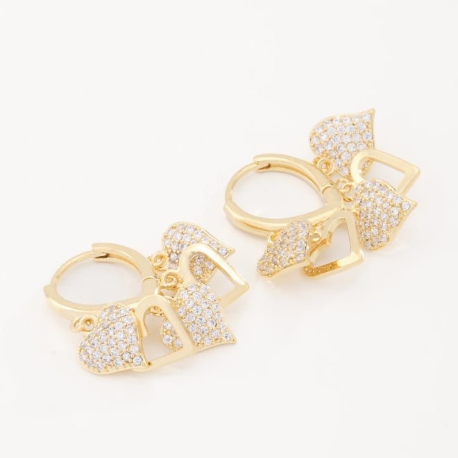 AC-0443 BRINCO ARGOLA CORAÇÕES EM ZIRCÔNIAS