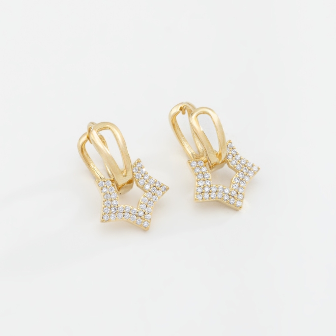 AC-0504 ARGOLA COM PINGENTE DE ESTRELA CRAVEJADO EM ZIRCÔNIAS