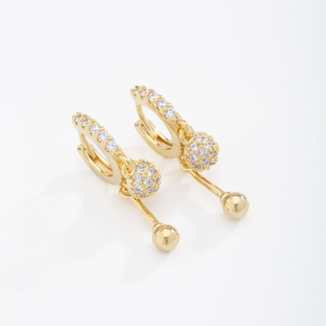 AC-0633 BRINCO BANHADO A OURO 18K DE ARGOLA COM ZIRCÔNIAS