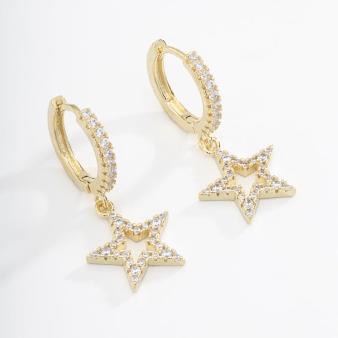 AC-0771 ARGOLA DE CLICK COM PINGENTE DE ESTRELA TRABALHADO EM ZIRCONIA