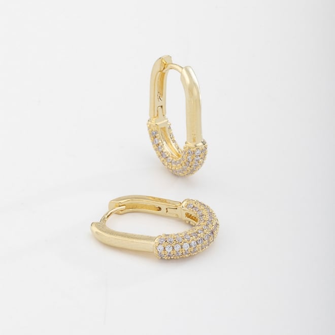 AC-0778 -BRINCO BANHADO A OURO 18K DE ARGOLA COM DESIGN CURVO E DETALHES CRAVEJADO