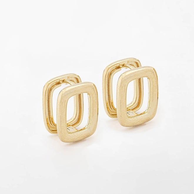 AC-0813 BRINCO BANHADO A OURO 18K COM DESIGN QUADRADO VAZADO