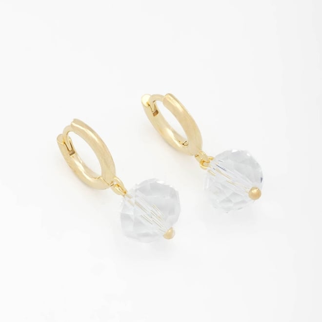 AC-0868 BRINCO BANHADO A OURO 18K EM FORMATO DE ARGOLA COM PINGENTE DE CRISTAL