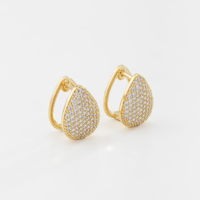 AC-0899 ARGOLA EM FORMATO DE GOTA COM MICRO ZIRCÔNIAS