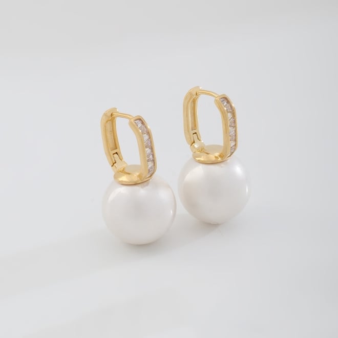 AC-0972 ARGOLA COM DETALHES EM ZIRCÔNIAS BAGUETE E PÉROLA