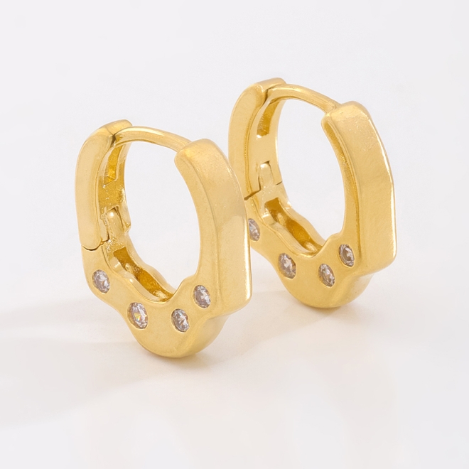 AC-1034 ARGOLA BANHADO A OURO 18K COM DETALHES EM ZIRCÔNIAS