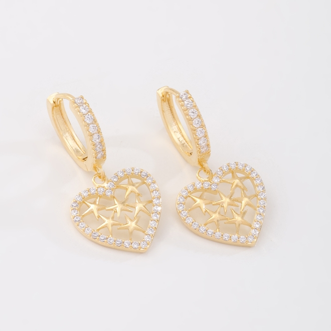 AC-1051 BRINCO BANHADO A OURO 18K COM ARGOLA CRAVEJADA EM ZIRCÔNIAS