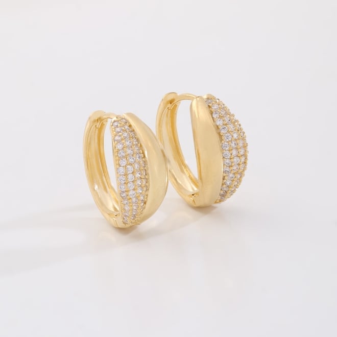 AC-1094 BRINCO ARGOLA BANHADO A OURO 18K COM DETALHE CENTRAL CRAVEJADO