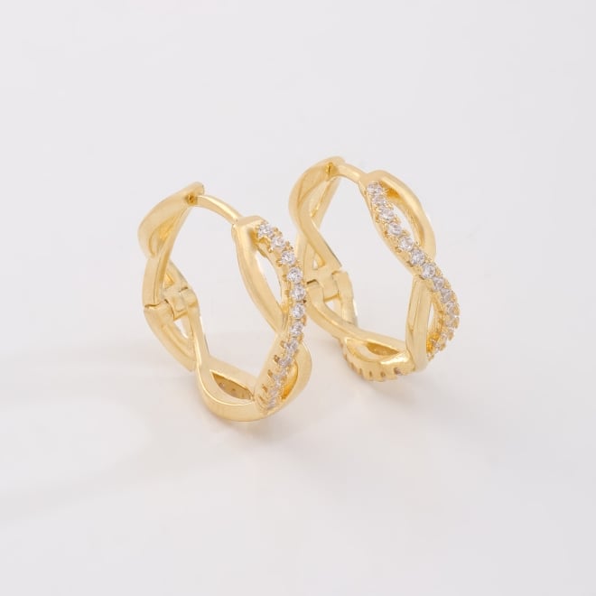 AC-1109 -BRINCO BANHADO A OURO 18K DE ARGOLA COM DESIGN ENTRELAÇADO