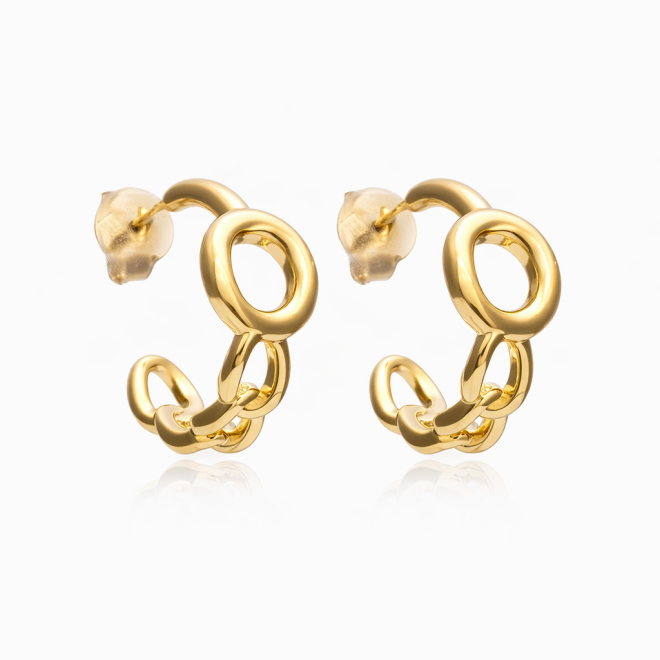 AGL-00076 BRINCO BANHADO A OURO 18K EM FORMATO DE ARGOLA COM DESIGN MODERNO