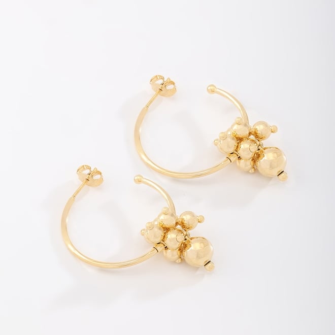 AGL-00087 ARGOLA BANHADO A OURO 18K COM PINGENTES EM ESFERAS