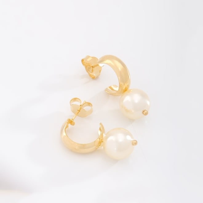 AGL-00242 BRINCO ARGOLA BANHADO A OURO 18K COM DETALHE EM P&Eacute;ROLA