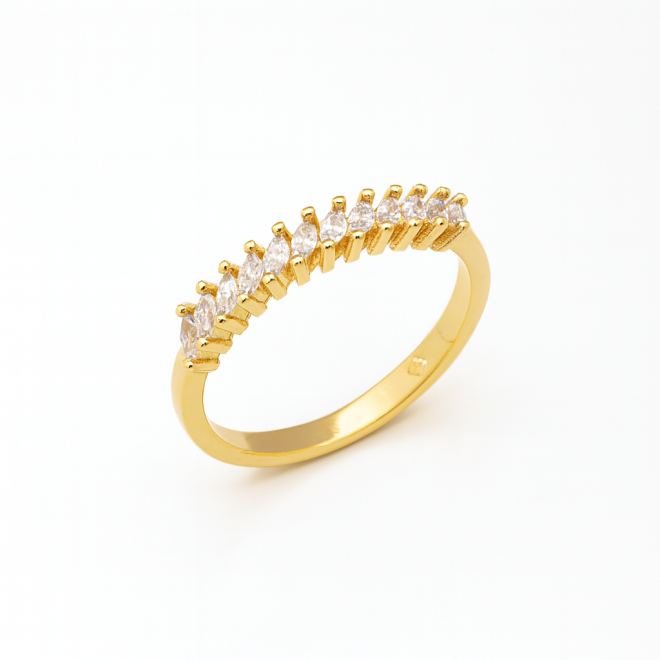 AN-00021 ANEL APARADOR BANHADO A OURO 18K COM ZIRCÔNIAS CRISTAL