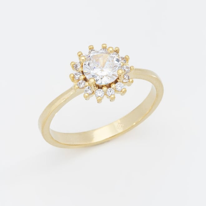 AN-00160 ANEL COM ZIRCÔNIA CENTRAL E ZIRCONIAS AO REDOR