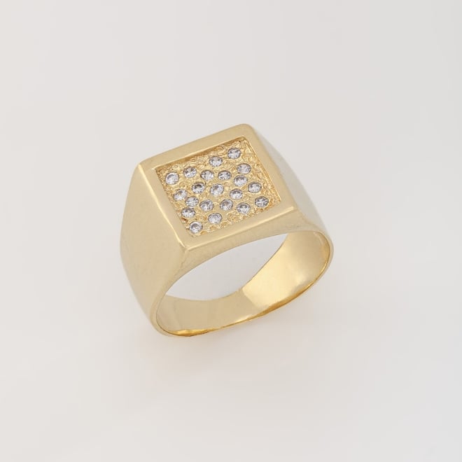 AN-00248 ANEL COM DESIGN RETANGULAR E DETALHES EM ZIRCÔNIAS