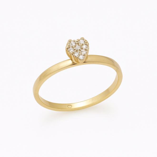 AN-00458 ANEL SOLIT&Aacute;RIO BANHADO A OURO 18K COM DETALHE DE CORA&Ccedil;&Atilde;O