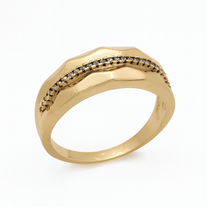 AN-00539 ANEL BANHADO A OURO 18K COM DESIGN IRREGULAR