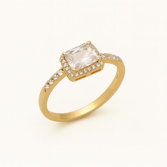 AN-00548 ANEL BANHADO A OURO 18K COM ZIRCÔNIA CRISTAL