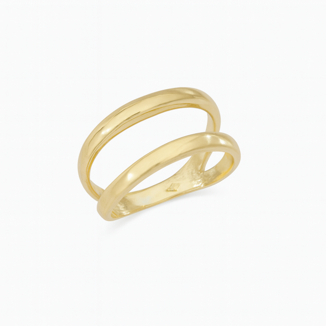 AN-00599 ANEL BANHADO A OURO 18K COM DESIGN DUPLO