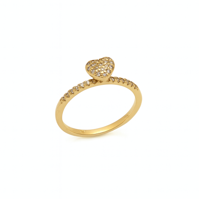 AN-00630 ANEL BANHADO A OURO 18K COM PINGENTE EM FORMATO DE CORAÇÃO