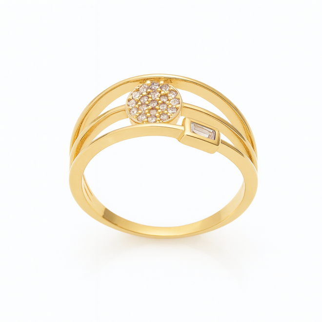 AN-00708 ANEL BANHADO A OURO 18K COM DESIGN DE ARO DUPLO