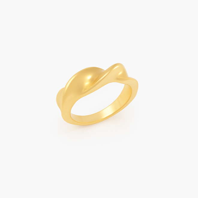 AN-00850 ANEL BANHADO A OURO 18K COM DESIGN MINIMALISTA EM FORMATO ORGÂNICO