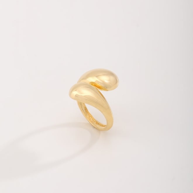 AN-01233 ANEL BANHADO A OURO 18K COM DESIGN ORGÂNICO E ACABAMENTO POLIDO