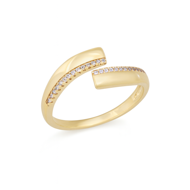 AN-01339 ANEL BANHADO A OURO 18K COM DESIGN MODERNO EM ARO ABERTO