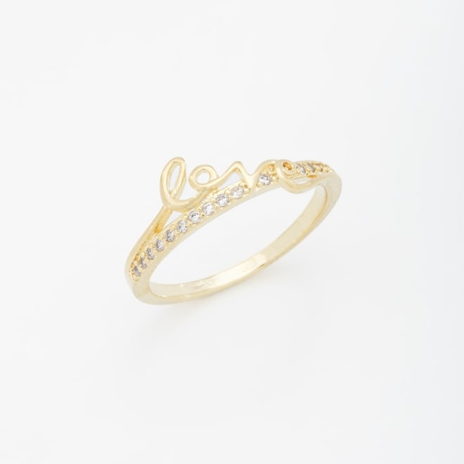 AN-01537 ANEL COM DETALHE EM LETRING LOVE E ZIRCÔNIAS