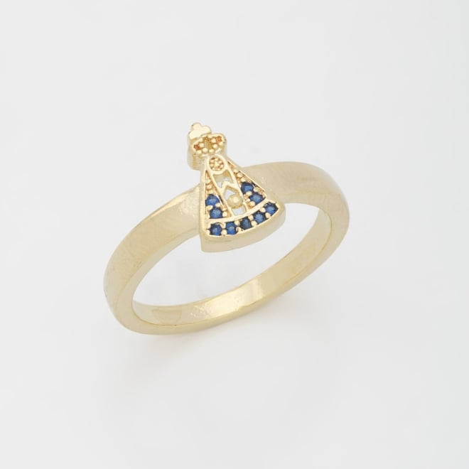 AN-01552 ANEL COM DETALHE DE NOSSA SENHORA APARECIDA EM ZIRCÔNIAS