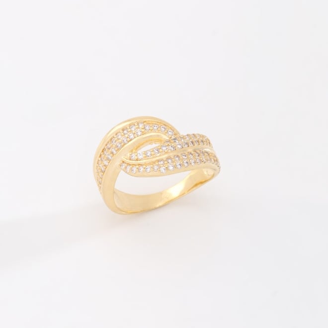 AN-01780 ANEL COM DESIGN ENTRELAÇADO E DETALHES EM ZIRCÔNIAS