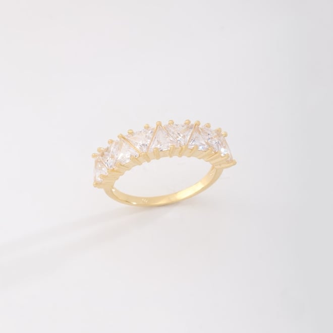 AN-01802 ANEL BANHADO A OURO 18K COM DESIGN EM FILEIRA DE ZIRCÔNIAS LAPIDADAS