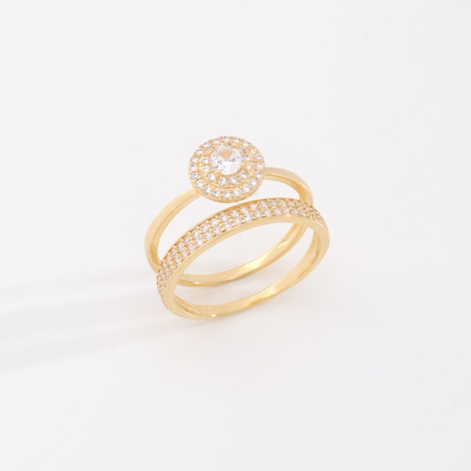 AN-01821 ANEL BANHADO A OURO 18K COM DESIGN DUPLO