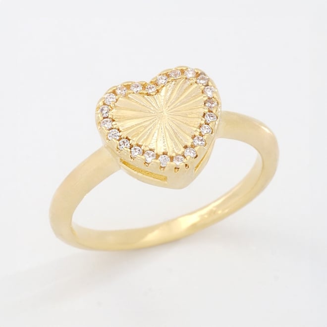 AN-01874 ANEL BANHADO A OURO 18K EM FORMATO DE CORAÇÃO
