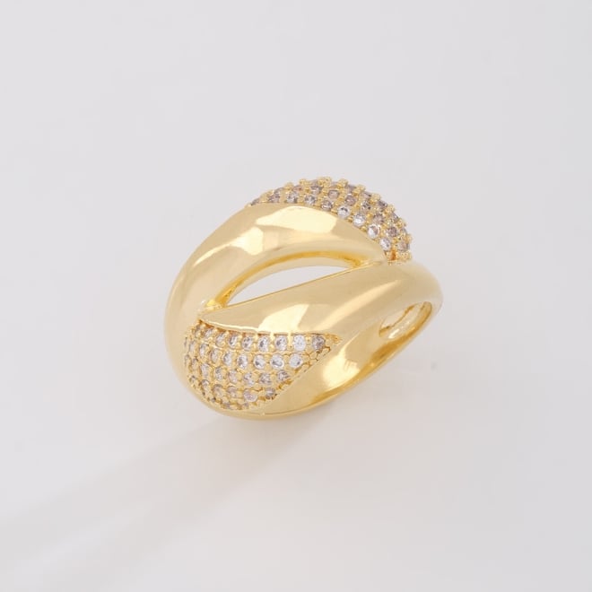 AN-01893 ANEL BANHADO A OURO 18K COM DESIGN ENTRELAÇADO