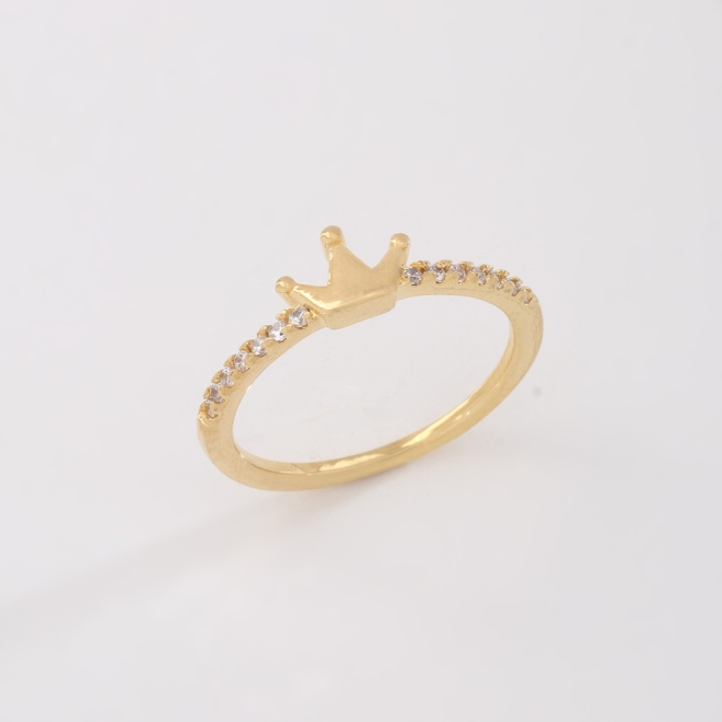AN-01898 ANEL BANHADO A OURO 18K COM DESIGN DELICADO EM FORMATO DE COROA