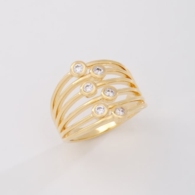 AN-01906 ANEL BANHADO A OURO 18K COM DESIGN EM AROS SOBREPOSTOS