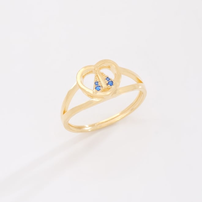 AN-01924 ANEL BANHADO A OURO 18K COM CORAÇÃO VAZADO E IMAGEM DE NOSSA SENHORA APARECIDA