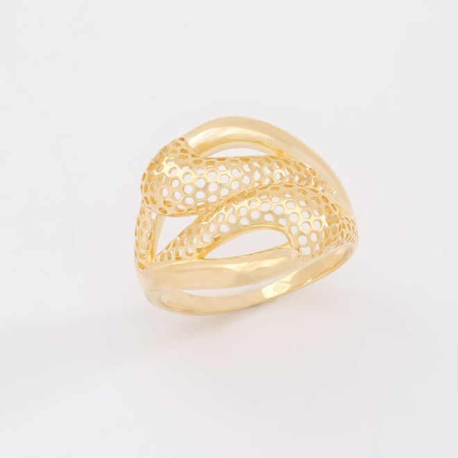 AN-01931 ANEL BANHADO A OURO 18K COM DESIGN EM FORMAS GEOMÉTRICAS VAZADAS