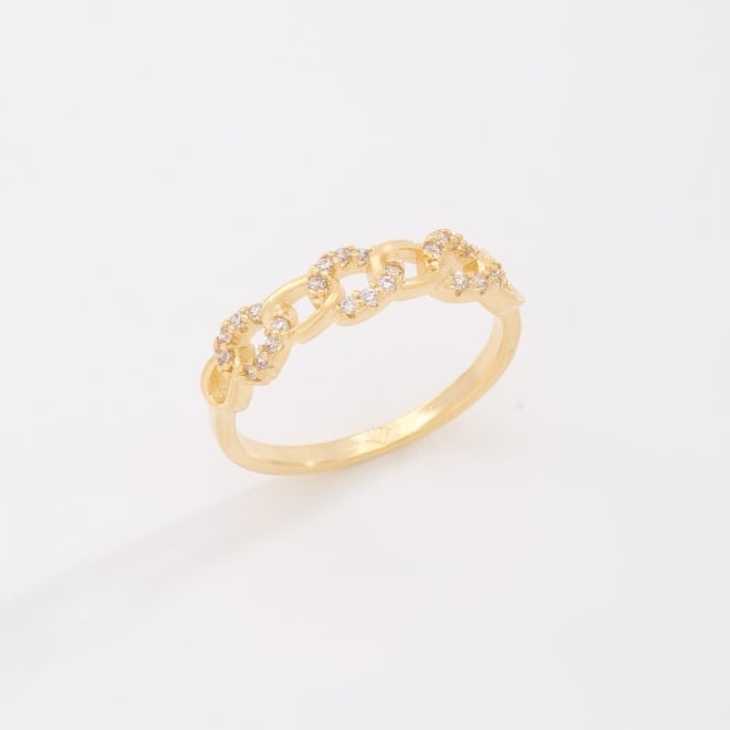 AN-01957 ANEL BANHADO A OURO 18K EM ELOS CRAVEJADOS EM ZIRCÔNIAS