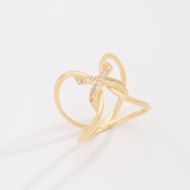 AN-01962 ANEL BANHADO A OURO 18K COM DESIGN MODERNO ENTRELAÇADO