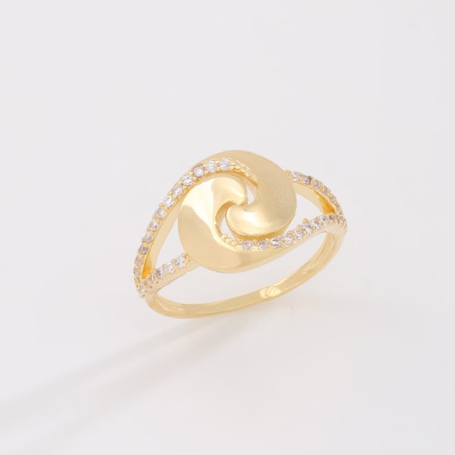 AN-01974 ANEL BANHADO A OURO 18K COM DESIGN ESPIRAL MODERNO