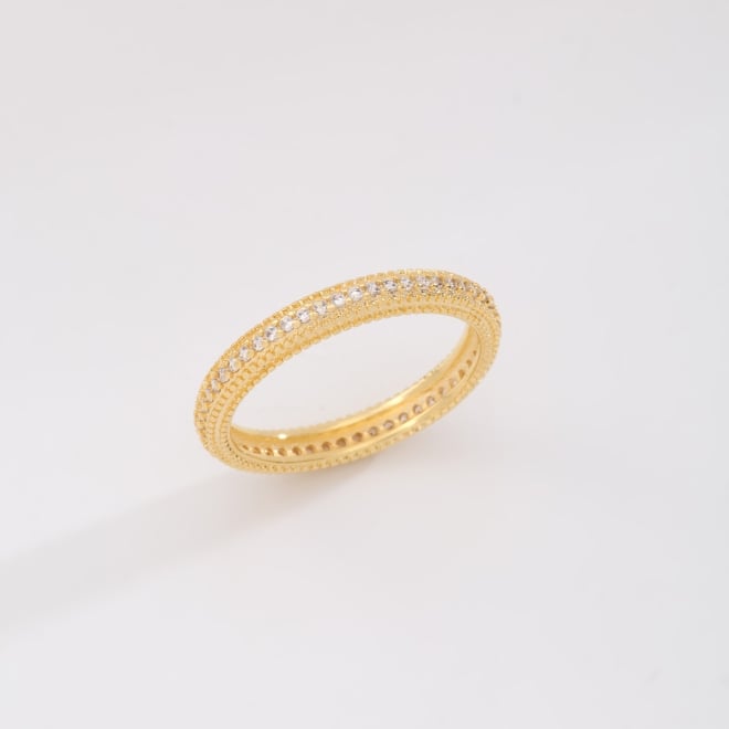 AP-0019 ANEL APARADOR BANHADO A OURO 18K COM FILEIRA CRAVEJADA EM ZIRCÔNIAS
