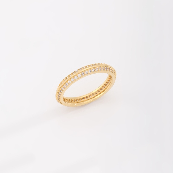 AP-0024 ANEL APARADOR BANHADO A OURO 18K COM DUAS FILEIRAS DE ZIRCÔNIAS CRAVEJADAS