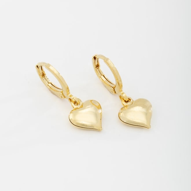AQ-00005 BRINCO ARGOLA CLICK BANHADO A OURO 18K COM PINGENTE EM FORMATO DE CORAÇÃO
