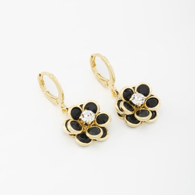 AQ-00007 BRINCO ARGOLA CLICK BANHADO A OURO 18K COM PINGENTE EM FORMATO DE FLOR